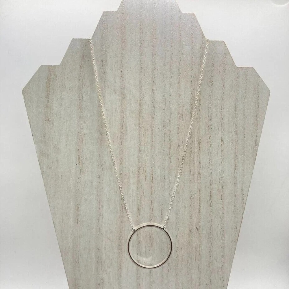 SADOUGHI Silver Tone Open Circle Pendant Necklace with Extender Chain